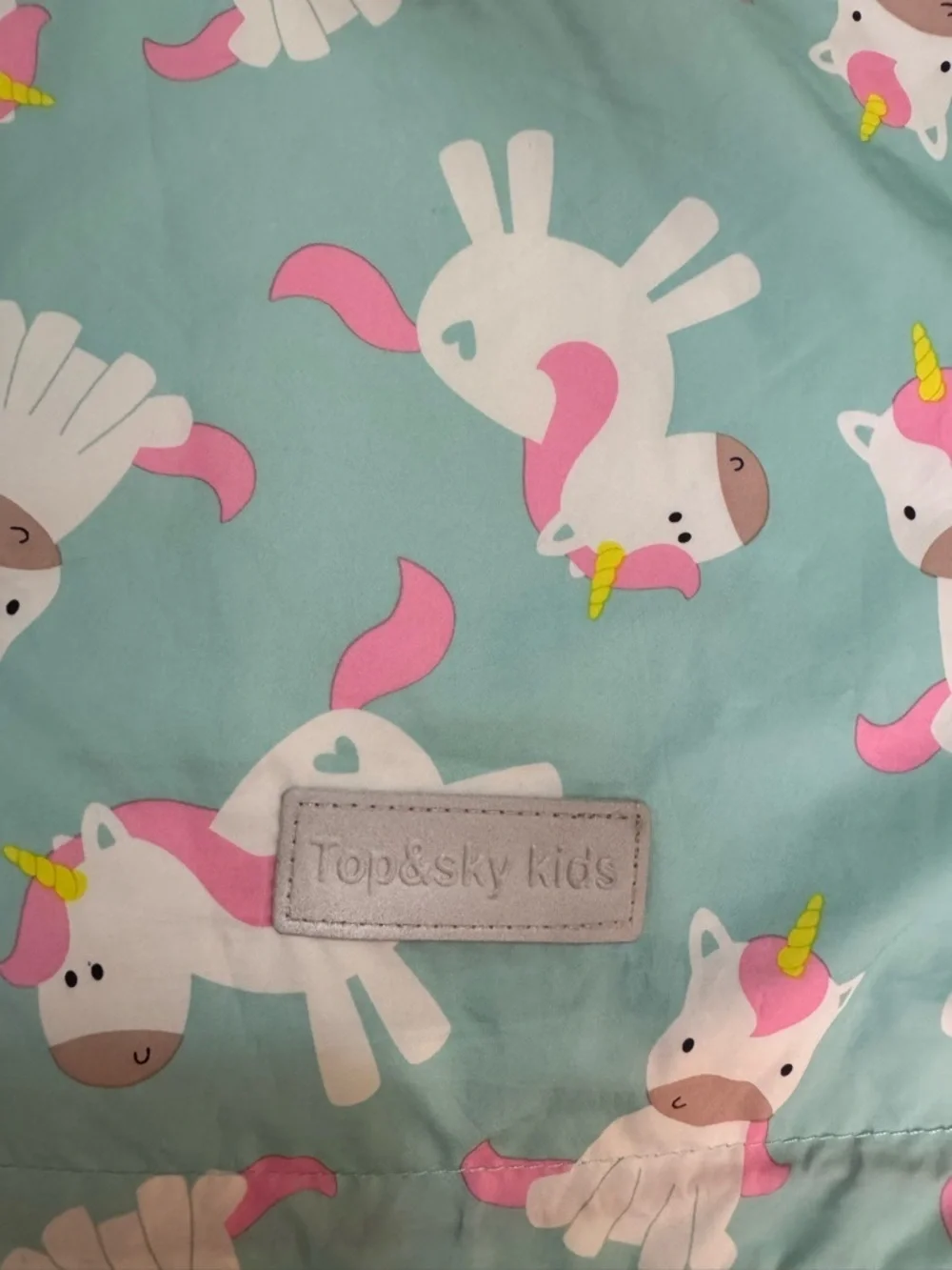 Girls' Aqua Unicorn Hooded Raincoat